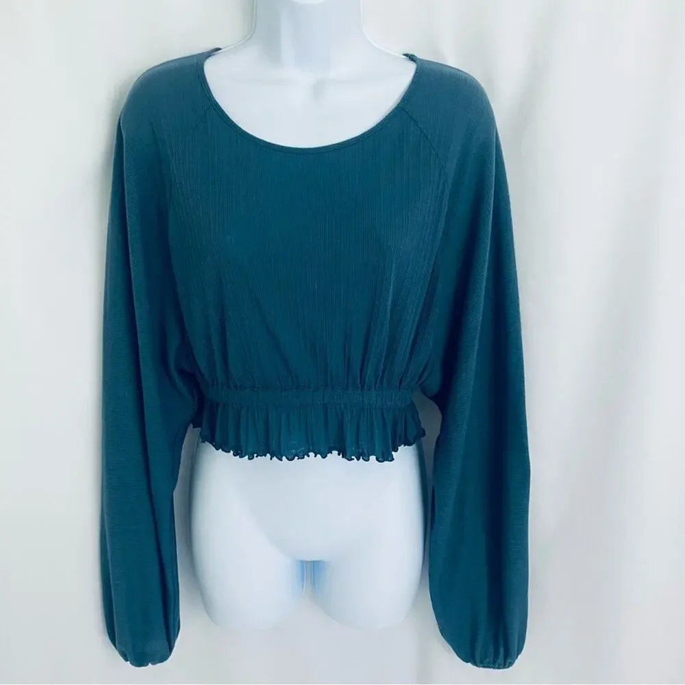 Free People Beach Cropped Lightweight Long Sleeve Top Size X-Small